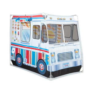 lot 6153 image: Melissa and Doug Fabric Double-Sided Food Truck Play Tent - Ice Cream And BBQ