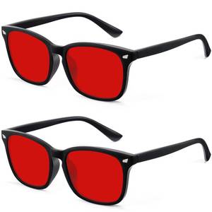 lot 6155 image: WINTOO Red Lens Glasses Blue Light Glasses Men Women - 99.9percent Blue Green Blocking for Computer, Gaming, TV, Phone Screens