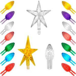 lot 6167 image: Large Replacement Light Bulbs for Big Ceramic Christmas Trees,77 PC and3 Treetop Stars Multicolor Pineapple Tree Pegs Accessories for Decorating 16 to 30in Ceramic Christmas Tree, etc.