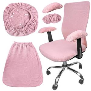 lot 6169 image: Tottist 4 Pcs Office Chair Covers Set Computer Universal Protective Stretchable Chair Seat Covers Desk Armrest Covers Slipcovers Pads Office Cushion Backrest for Rotating(Pale Pink)