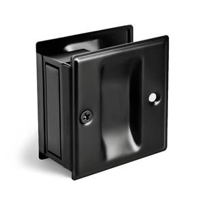lot 6170 image: HOMOTEK Passage Sliding Door Pull Black Without Switch Plate- Replace Old Or Damaged Pocket Door Pull Quickly and Easily, 2-34�x2-12�, for 1-38� Thickness