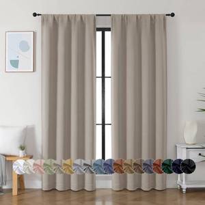 lot 6177 image: Simplebrand Ava Stone Blackout Curtains for Bedroom 84 Inch Length 2 Panels Set, Solid Thermal Insulated Privacy Living Room Window Treatment Curtains Blackout Drapes, W40 x L84 Inch, Stone