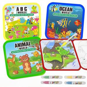 lot 6179 image: Water Painting Books for Toddlers, 4 Pack Reusable Magic Water Coloring Book with Water Pen Fairy Tale for Ages 3, Water Doodle Book Travel Toys for Kids(Mix-4color)