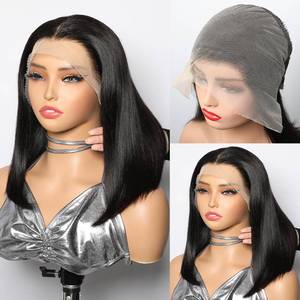 lot 6200 image: CYSDRH Bob Wig Human Hair 13x6 HD Frontal Lace Wig 180percent Density Short Bob Wigs for Black Women Pre Plucked 100percent Brazilain Virgin Human Hair Wigs - 14 Inch 13x6 Straight Bob Wig Natural Black Color