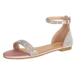lot 6203 image: SheSole Womenfts Sparkly Rhinestone Strappy Flat Sandals Bridal Wedding Dress Shoes Champagne Size 9.5