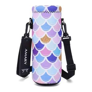 lot 6223 image: AMARY 750ML Neoprene Water Bottle Carrier Bag with Adjustable Shoulder Strap,Insulated Water Bottle Cover for Stainless SteelGlassPlastic Bottles 24OZ (Mermaid)