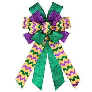 lot 6227 image: Hying Mardi Gras Bows for Wreath, Fat Tuesday Wreath Bows Glitter Purple Green Craft Bows New Orleans Farmhouse Tree Topper Bows Ornaments for Front Door Mardi Gras Carnival Party Decorations