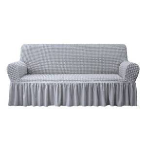 lot 6245 image: NICEEC Sofa Slipcover Grey Sofa Covers 1 Piece Easy Fitted Sofa Couch Cover Universal High Stretch Durable Furniture Protector with Skirt Country Style (3 Seater Grey)