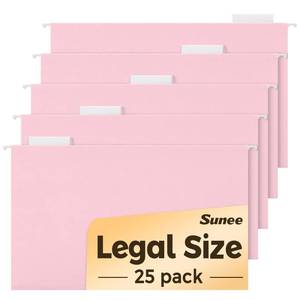 lot 6246 image: SUNEE Hanging File Folders Legal Size, Pink File Folders 25 Pack 15-Cut Tabs, Stay Organized for Your Home and Office Bulk File and Documents