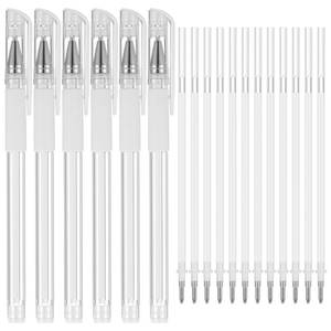 lot 6254 image: Hpmjz 6 pcs Eyebrow Microblading Marker Pen Makeup Lamination white Marker Pens Brow Mapping Pen Eyebrow Permanent Position Mark Tools with 18 Replacement Refills for Women Lip Skin