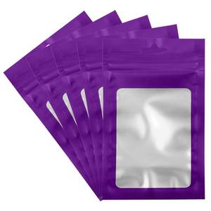lot 6260 image: 50 Count Holographic Mylar Bags With Clear Window� Resealable Food-Grade Storage Pouch with Front View Window � Keeps Cookies, Snacks, and Jewelry Fresh and Secure (2.95 x 4.72 Inches)