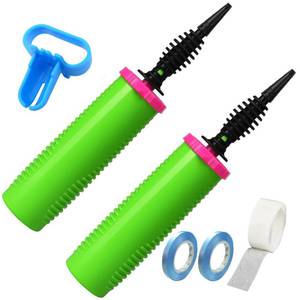 lot 6277 image: ouyili Balloon Pump Hand Two-Way Dual Action inflate 2Pack and Balloon Tying Tool in One, Handheld Air Pump Portable Manual Balloons Inflators for Party with Extra Accessories (Green)