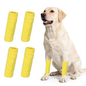 lot 6392 image: PETAXCELL Dog Leg Warmers, Soft Dog Elbow Protector Sleeve Joint Protection Winter Warm Knitted Pet Leg Socks, (Yellow, M, 4Pcs), Intended for SmallMediumLarge Puppies Cats