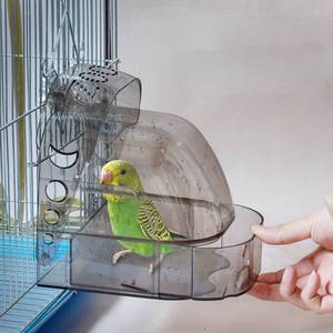 lot 6413 image: CXYYXF Bird Bath Cage, Cleaning Pet Supplies Cockatiel Bird Clear Bathtub with Bottom Drawer for Little Bird Parrots Spacious Parakeets Portable Shower for Most Birdcage
