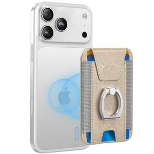lot 6430 image: ExtreLife For Magsafe Wallet with Grip, 6-Card Holder, Stronger Magnetic Card Wallet Holder for iPhone 171615141312 Series, Leather Magnetic Phone Wallet with Privacy Flap, Desert Titanium Gold