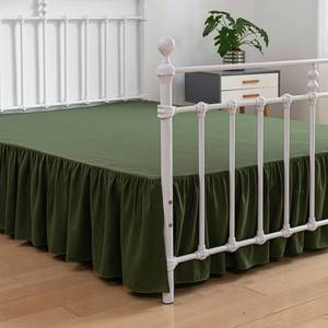 lot 6437 image: xuan dian Bed Skirt Full Size Ruffled Bed Skirts with Split Corners, 18 Inch Drop Dust Ruffle Bed Skirt with Platform, Green, Full - 18 Dropin