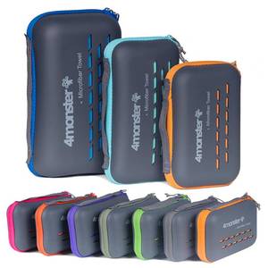 lot 6450 image: 4Monster Quick Dry Travel Towel with Case and Carabiner � Super Absorbent Microfiber Gym and Camping Towel. Compact, Lightweight, Fast Drying for Beach, Swimming, Hiking, Backpacking