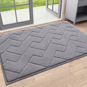 lot 6480 image: OLANLY Indoor Door Mat, 24x16, Dirt Resistant and Absorbent, Sturdy Non-Slip Rubber Backing, Easy to Clean, Washable Low-Profile Doormat for Entryway, Medium Gray