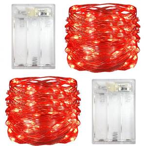 lot 6494 image: Yalilong 2 Pack with Timer Function Battery Operated Dewdrop Led Lights,Mini Fairy Lights for Home Parties ChristmasHalloween Holiday Decoration,6 Hours on18 Hours Off,30 LEDs,10 Feet (Red)