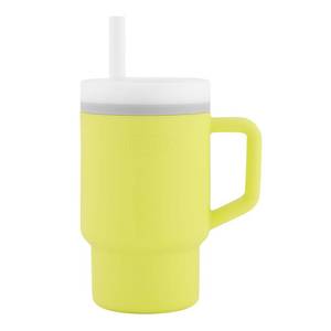 lot 6496 image: Infantino My 1st Tumbler, Silicone Sippy Cup with Straw and Handle, Spill-Resistant Baby Cup for On-the-Go, BPA-Free Transition Bottle, Citrus