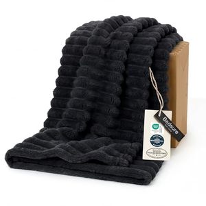 lot 11092 image: Bedsure GentleSoft Black Throw Blanket for Couch - Cozy Soft Blankets for Women, Cute Small Fleece Throws for Girls, 50x60 Inches