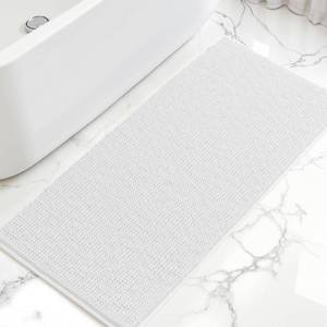 lot 11101 image: SUBRTEX Bathroom Rugs, 24 x 60in Chenille Bath Rug Soft Short Plush Bath Mat Soft Shower Mat Water Absorbent Shower Mat Quick Dry Machine Washable, Whitein