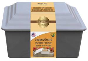 lot 11112 image: LegacyGuard Durable Polymer Burial Urn Vault - Vault for Ground Burial of One Cremation Urn - Gray - Made in The U.S.A. - Mainely Urns