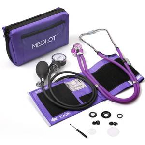 lot 11134 image: LotFancy Aneroid Sphygmomanometer with Stethoscope Kit, Professional BP Cuff Adult 10-16in, Adult Professional Manual Blood Pressure Cuff with Carrying Case for Home Use, Nurse, Doctor, Purplein