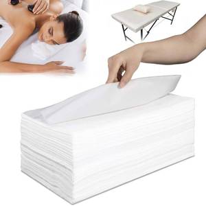 lot 11136 image: 100 Pack 31.5 X 71in Disposable Massage Bed Cover White Non Woven Fabric Massage Bed Sheets Waterproof Breathable Massages Table Sheets for Spa, Beautyin