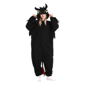 lot 11139 image: XELNOL Unisex Adult Onesie Dragon Animal Pajamas,Halloween Cosplay Costumes,Cartoon Costumes Party Wear(HS Dragon-M) Black