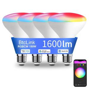 lot 11147 image: BtcLink Smart Light Bulbs, 16W 150W Equivalent 1600 Lumens 2700K-6500K Tunable BR30 WiFi Color Changing Light Bulb Works with Alexa Google,Recessed Alexa Light Bulb,Dimmable Flood Smart Bulb,4 Pack