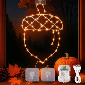 lot 11152 image: YOUNGAR Thanksgiving Window Lights,58Led BatteryUSB Operated Pinecone for Fall Decor, 8Modes Timer for Home Indoor, Autumn, Glass Wall,Porch,Outdoor Decor