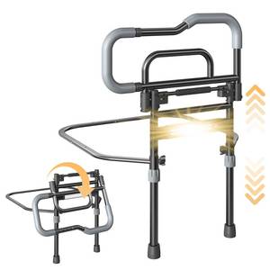 lot 11154 image: Bed Rails for Elderly Adults Safety, Foldable Bed Assist Rails for Seniors with Sensor Light and Storage Pocket, Adjustable Height, 180° One-Hand Folding Bed Side Rails Fit King Queen Full Twin