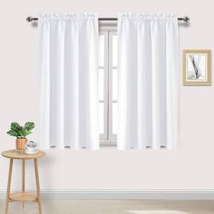 lot 11172 image: DWCN White Curtains for Living Room Thermal Insulated, 50percent Light Blocking Curtains for Bedroom, Dining Room Window, W 52x L 45 Inch, Set of 2 Rod Pocket Curtain Panels