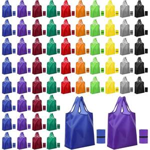 lot 11174 image: GliCraft 100 Pack Reusable Bags Bulk Foldable Shopping Bags Large Non Woven Tote Grocery Handbags with Handles for 50 Lbs Party Holiday Treat Favor (Colorful)