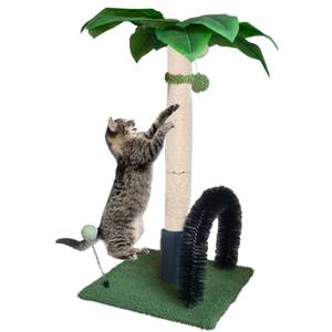 lot 11175 image: MUYG 29.5 Tall Cat Scratching Post, Natural Sisal Scratching Posts with Self Groomer for Indoor Large Cats Kitten Scratch Posts with Hanging Ball and Spring Ball for Adult Cats Kittens Kitty(Green)in