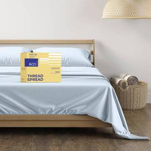 lot 11179 image: THREAD SPREAD 600 - Threadcount 100percent Cotton Sheets - Cal King Size Luxury Hotel Egyptian Cotton Quality Soft Bed Sheets for Cal King Bed, Sateen Weave, Deep Pocket Fitted 4 Pc Bedding Set (Light Blue)