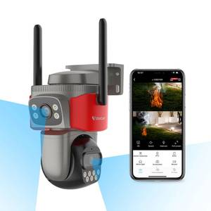 lot 11180 image: VSTARCAM Dual-Lens PTZ Outdoor Security Camera Wireless, 2K HD WiFi Home Surveillance Camera with Smoke and Fire Detection, Motion Alerts and Night Vision, 2-Way Audio, IP66, for YardPatioDoor