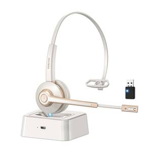 lot 11183 image: Vonztek Bluetooth Headset with Microphone,Wireless Headset V5.2 with AI Noise Canceling MicandUSB Dongle, Wireless Headphones with Charging Base and Mute Function for ComputerPhoneOfficeSkype
