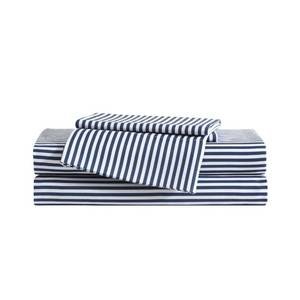lot 11184 image: Eddie Bauer Kids - Twin XL Sheets, Stain-Resistant Toddler Bedding with Matching Sham(s), Super Soft, Ideal Boy Room Essentials (Vivid Stripe Blue, Twin XL)