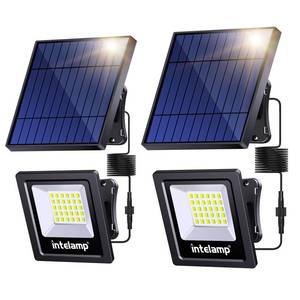 lot 11191 image: intelamp 4400mAh Solar Flood Lights, 2 Pack Outdoor Solar Security Light Dusk to Dawn Auto OnOff IP65 Waterproof Solar Powered Lights for Porch, Balcony, Yard, Garage, Barn, Garden