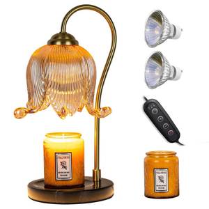 lot 11192 image: liibodi Candle Warmer Lamp,Electric Warmer,Dimmable,Candle Holders for Home Decor,with Timing Function,with 2 Bulbs,with Scented Candle,(Marble Base,Tulip)