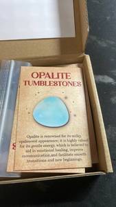 lot 12245 image: Opalite Tumbled Stones Set with Information Card