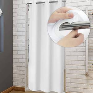 lot 12282 image: River Dream No Hook Stall Shower Curtain or Liner 36 Wide - Soft Microfiber Small Shower Curtain with Magnets for Narrow Stall, Waterproof Fabric and Machine Washable, Whitein