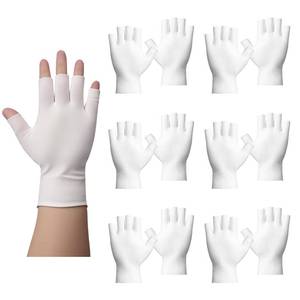 lot 12284 image: 6 Pairs White Cotton Gloves - Fingerless Moisturizing Gloves - Eczema White Gloves for Dry Hands - Soft Sleep Glove for Eczema and Moisturizing Overnight - One Size Fits Most