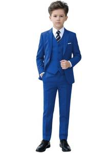 lot 12299 image: YuanLu Toddler Tuxedo Slim Fit Kids Formal Dresswear Ring Bearer Oufit Boy Wedding Guest Church Clothes 5T Royal Blue Suits for Boys