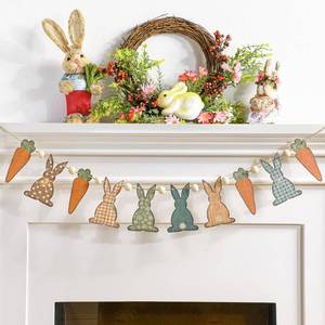 lot 12301 image: Cinnvoice 8.2 ft Easter Bunny Garland St. Patrick Day Garland Rustic Farmhouse Wooden Beads Shamrocks Banner Cute Spring Decor for Fireplace Mantel Wall(Rabbit,Multicolor)