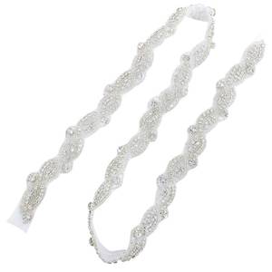 lot 12308 image: ShiDianYi Rhinestone Applique Silver Bridal Sash Wedding Dress Belt Sash Rhinestone Belt Wedding Sash