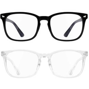 lot 12309 image: Nelisylux Blue Light Filtering Glasses for Men and Women, 2 Pack Non-Prescription Computer Glasses for Screen Use, Lightweight Fashion Eyeglasses for Office, Reading and Gaming, Black and Clear