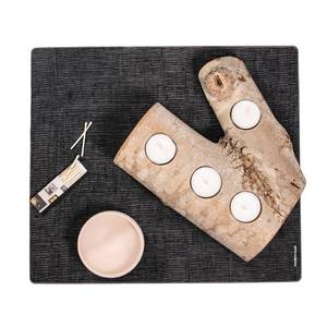 lot 12311 image: modern-twist 14X16in Rectangular Silicone Placemat, BPA, PVC-Free Table Mat, Dishwasher Safe, Linen Print in Black, Pack of 1in